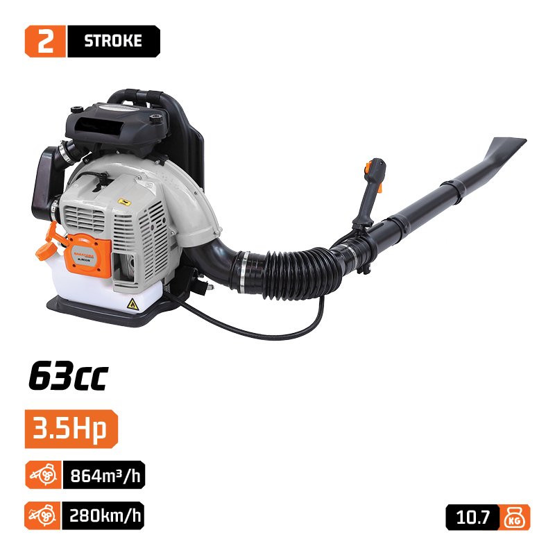 GASOLINE SHOULDER CARRIED BLOWER 63cc 0,24m/s, 3,5Hp/2,6Kw