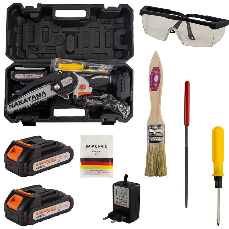 CORDLESS MINI CHAINSAW 21V, BRUSHLESS, BAR 15cm, 825gr, 1/4"1.1m 37links,11m/s,2x2ah - Image 6
