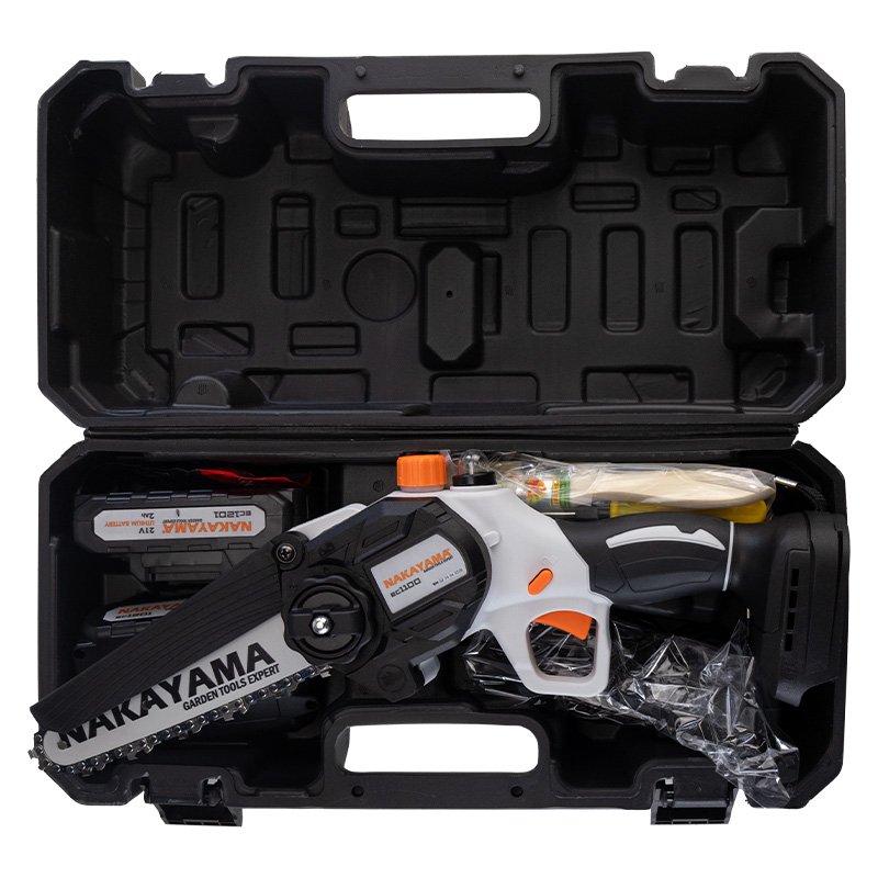 CORDLESS MINI CHAINSAW 21V, BRUSHLESS, BAR 15cm, 1kg,CHAIN 1/4'' 1,1mm 37Links, 10m/s, 2x2Ah Li-Ion - Imagen 3