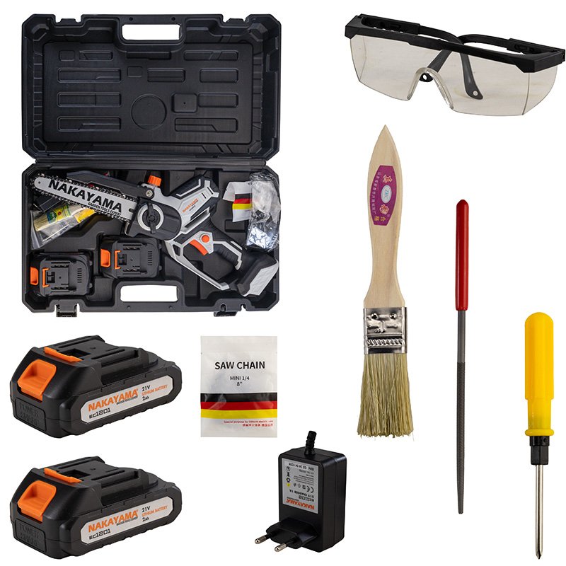 CORDLESS MINI CHAINSAW 21V, BRUSHLESS, BAR 20cm, 1,3 kg, CHAIN 1/4"1.1mm 46Links, 10m/s, 2x2Ah Li-Io - Image 8