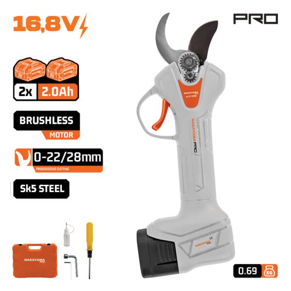NAKAYAMA PRO EC1428 CORDLESS PRUNING SHEARS 16,8V,BRUSHLESS,1kg,2x2Ah
