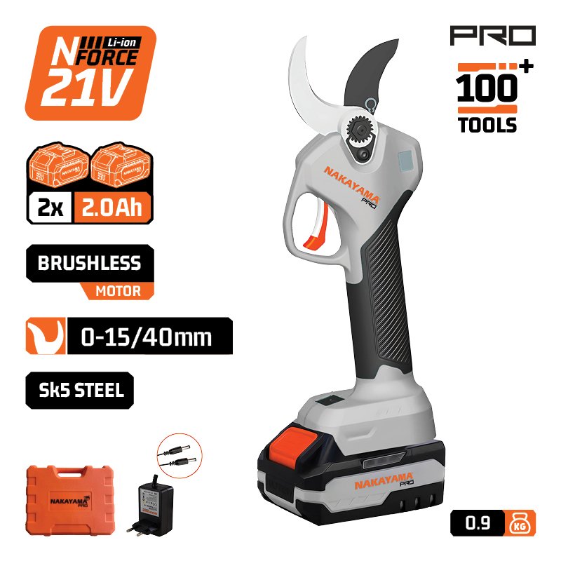 PRUNING BATTERY SHEARS 21V, BRUSHLESS, PROGRESSIVE CUTTING, CAPACITY 0-15/0-40mm,0.9kg, BMC CASE