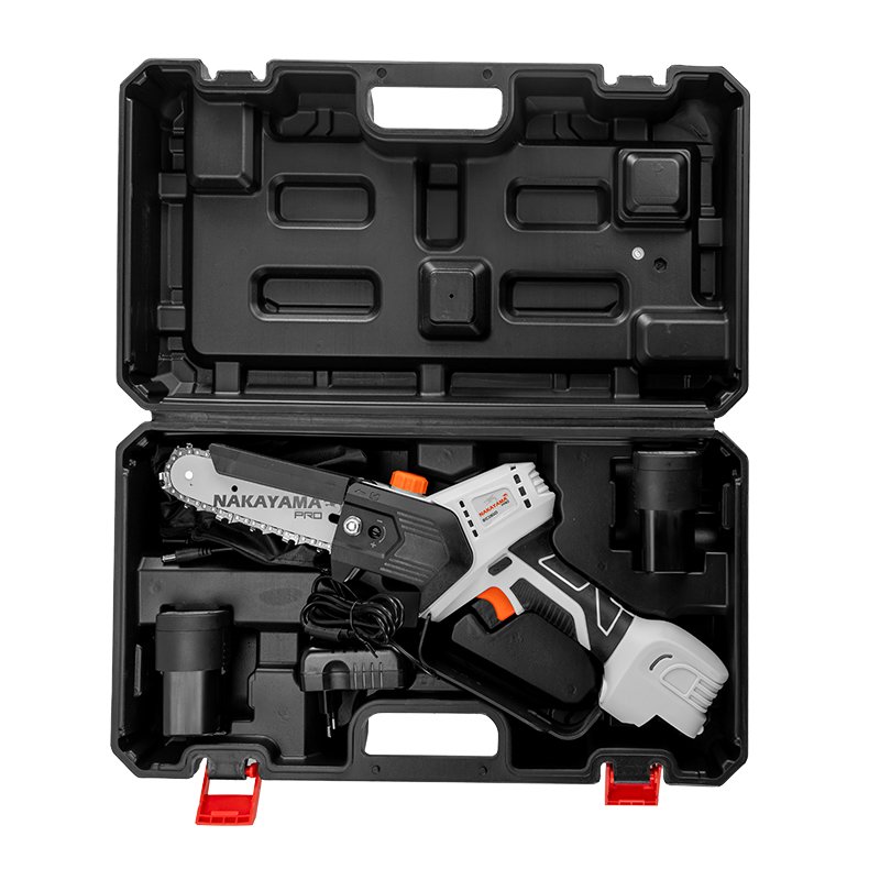 CORDLESS MINI CHAINSAW 16.8V, BRUSHLESS, 990gr, 15cm BAR,CHAIN 1/4" 38Links 8m/s, 2x2.0Ah - Image 4