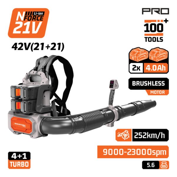 NAKAYAMA Pro EC1723X44 CORDLESS BLOWER , BRUSHLESS , 40V Li-Ion,2x4.0Ah,252km/h