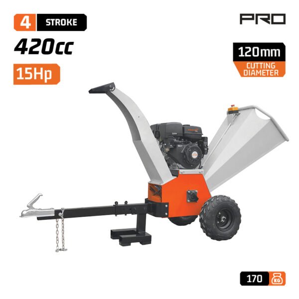 GASOLINE CHIPPER SHREDDER 15HP, 120mm