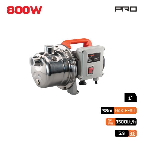 SURFACE JET PUMP WITH STAINLESS STEEL HEAD AND PLASTIC PUMP HANDLE