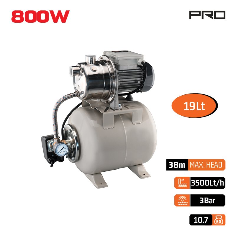 GARDEN INOX PUMP WITH TANK 19Lt 800W