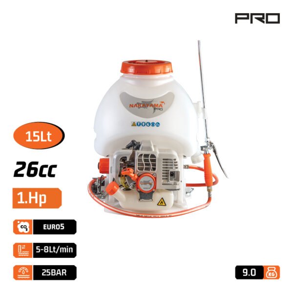 NAKAYAMA PRO 2 Stroke Backpack Gasoline Sprayer 26Cc, 15Lt
