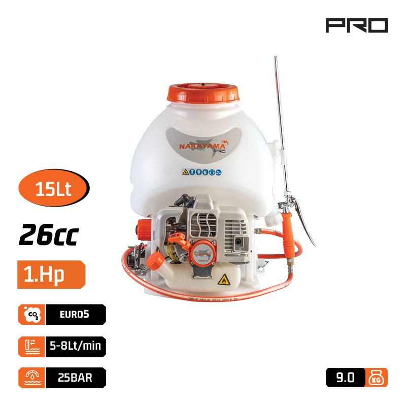 NAKAYAMA PRO 2 Stroke Backpack Gasoline Sprayer 26Cc, 15Lt