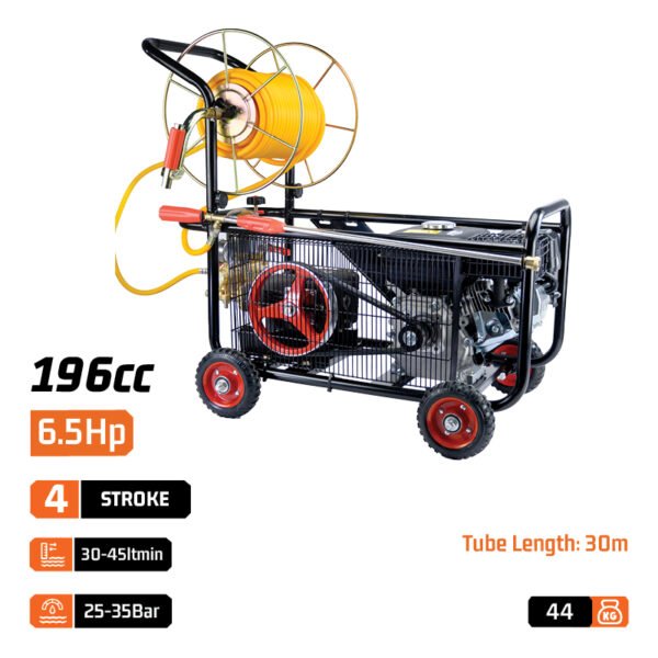 GASOLINE WHEELED SPRAYER WITH REEL
