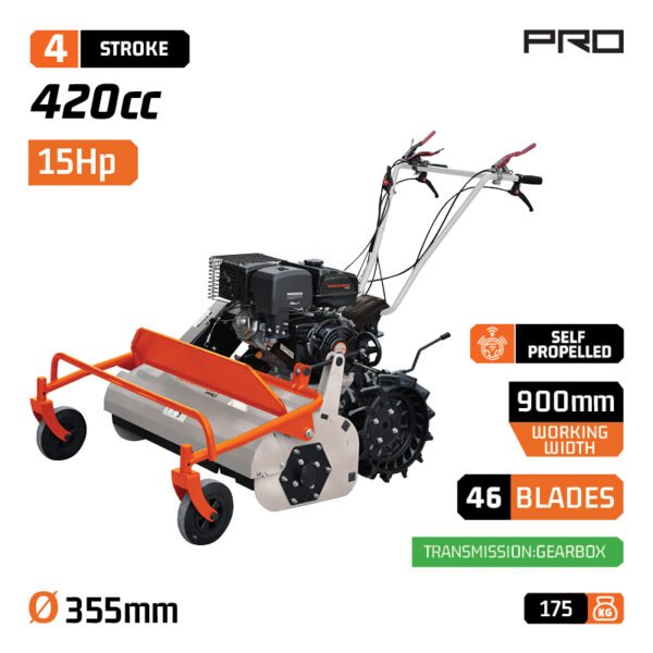NAKAYAMA Pro PB8900 4-STROKE SELF-PROPELLED WITH 46 “Y” TYPE HAMMERS GASOLINE FLAIL MOWER 90cm, 15