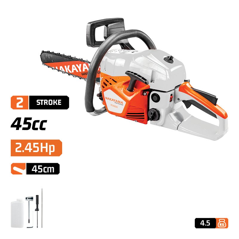 NAKAYAMA Gasoline Chain Saw 2,45Hp, 45Cc, 45Cm, 0.325'', 1,3Mm, 72Links