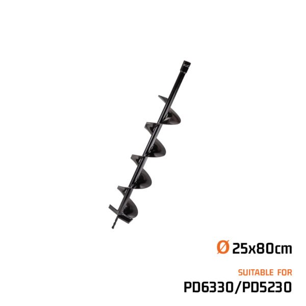 NAKAYAMA Earth Auger Drill Bit 250Mm, Lenght 80Cm, Double Helix Pd6330/Pd5230/Pd5220/Pd6200/Pd6300