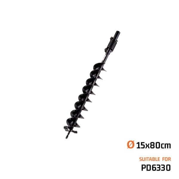 NAKAYAMA PRO Earth Auger Drill 15X80Cm, Double-Helical, With Shock-Absorbing
