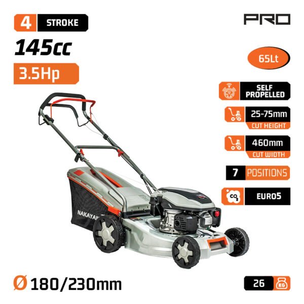 GASOLINE LAWN MOWER 4hp 145cc, Self-Propelled