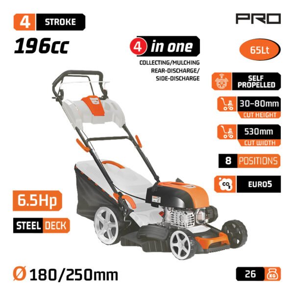 NAKAYAMA Pro PM5530 SELF PROPELLED GASOLINE LAWNMOVER 169cc,51cm,60L