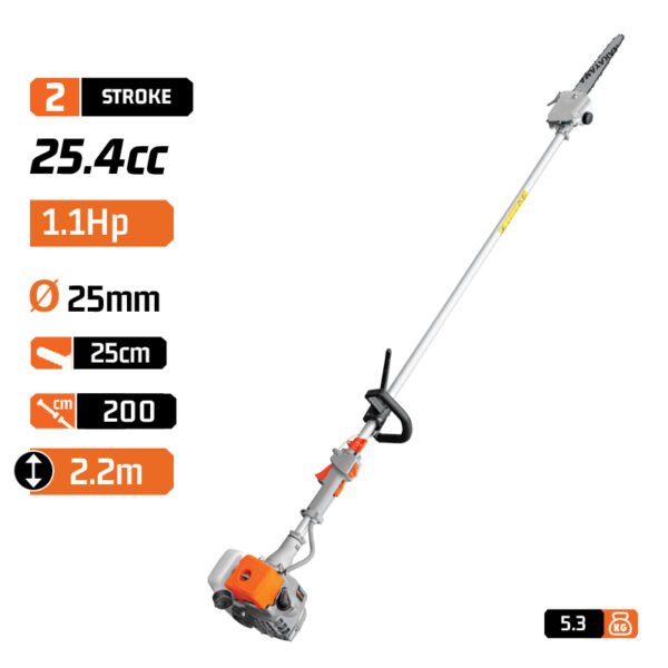 NAKAYAMA Gasoline Pole Saw 1,1Hp, 25,4Cc, 25Cm, 1/4''X1,1Mm , 58Links