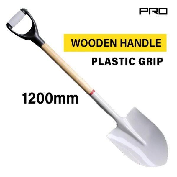 DIGGING SHOVEL HEAD A GRADE HARDWOOD HANDLE WITH PLASTIC D GRIP WITH SHORT RING 220*290*1020mm 1.1Kg