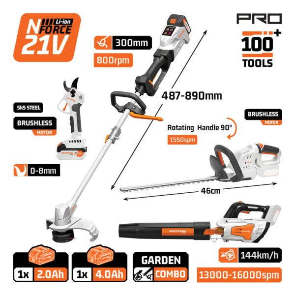 NAKAYAMA PRO CORDLESS GARDEN COMBO EC1750X24T4 NFORCE 21V