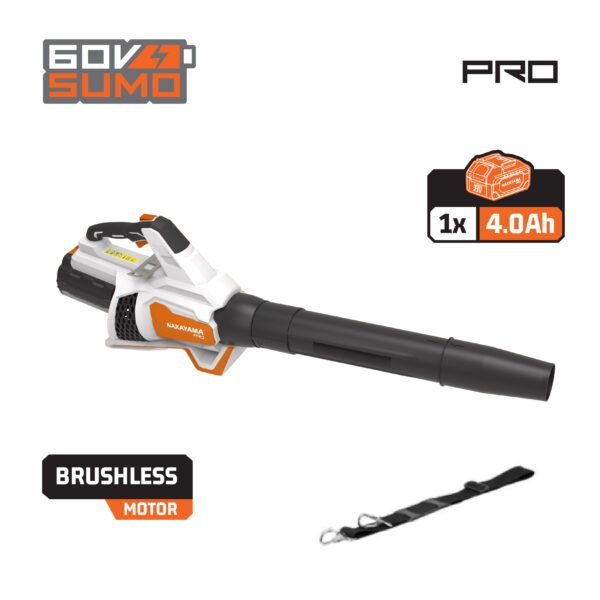 CORDLESS BLOWER , BRUSHLESS , 60V, Li-Ion, 260km/h, 1200m³/h, 5 SPEED SETTINGS, 1x4.0Ah