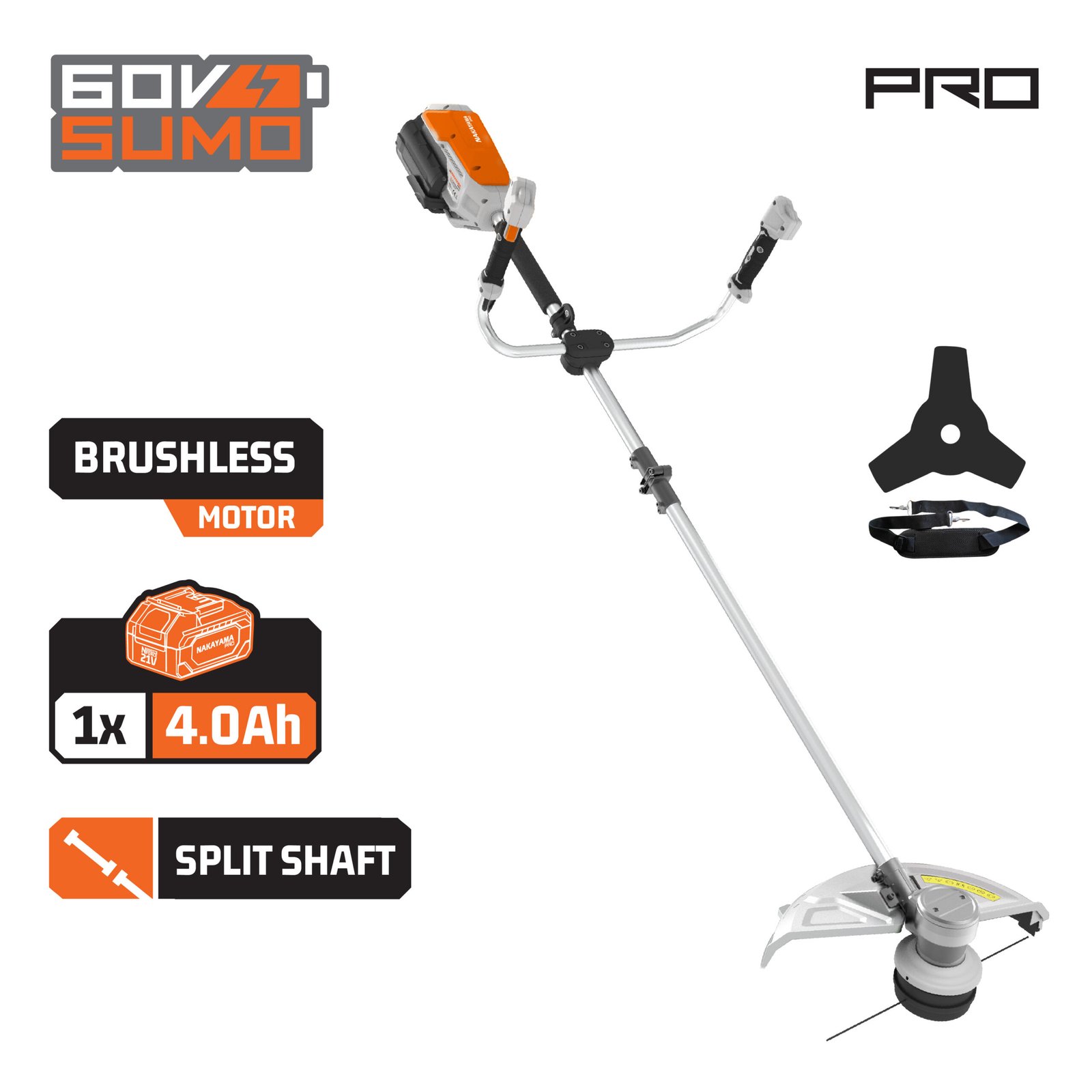 NAKAYAMA Pro EC6020X4 BRUSHCUTTER BRUSHLESS, 60V, Li-Ion, THREAD 42cm,SOLO