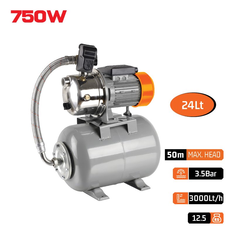 GARDEN INOX PUMP WITH TANK 24Lt 750W
